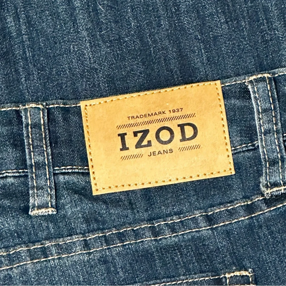 Izod Men Comfort Stretch Relaxed Straight Leg Denim Blue Jeans 42x34 Western